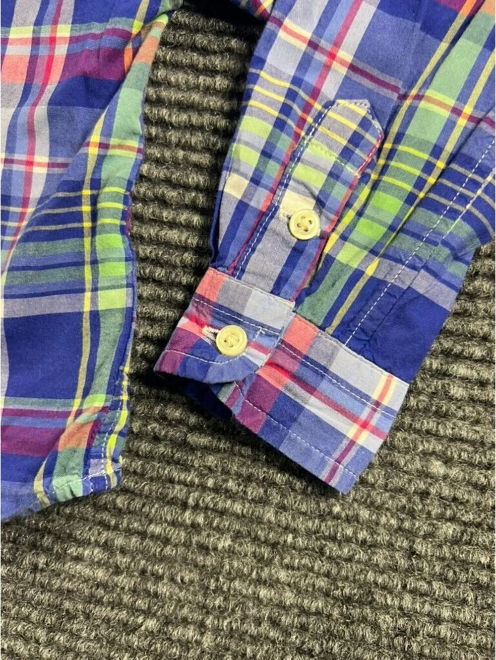 Ralph Lauren Baby Boys' 24M Blue Plaid Button-Down 100% Cotton Dress Shirt